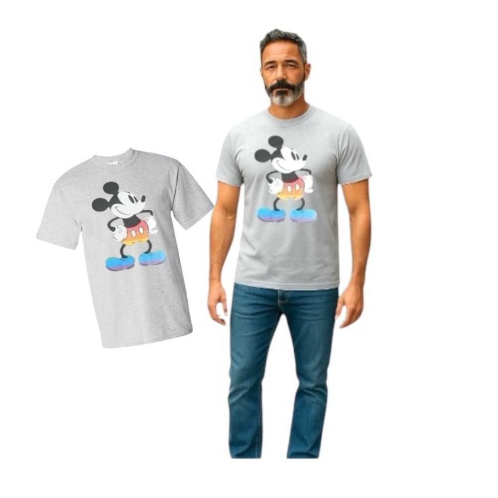 Disney Men's Gray Mickey Mouse Short Sleeve Tee